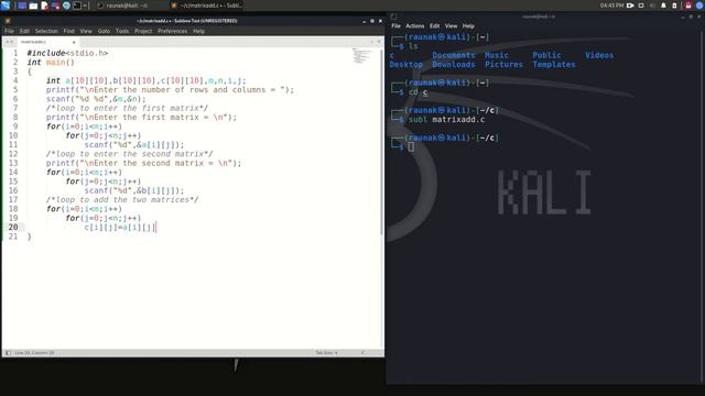 Using C Programming to add to matrices in Linux || #Linux #programming #learning смотреть онлайн
