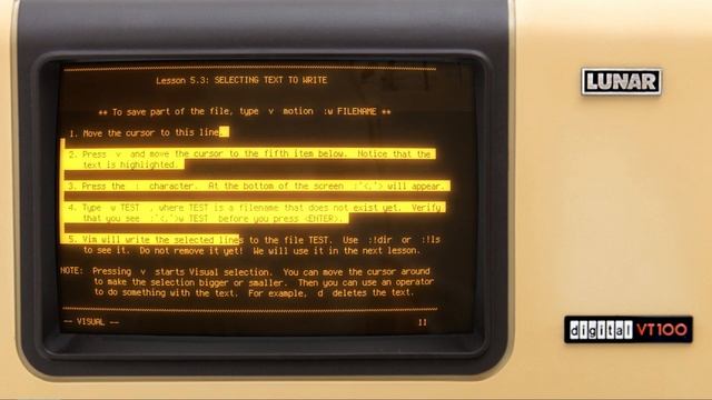 VIM Tutor LESSON 5: External Commands, Writing Selected Text To File, Merging Files смотреть онлайн
