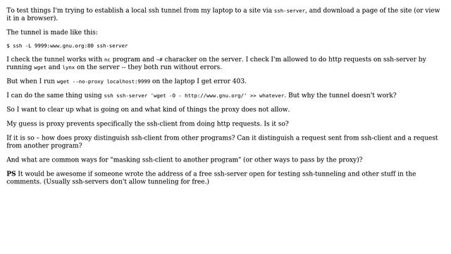 Why wget does not work via ssh tunnel? What does proxy prevent ssh-client to do? смотреть онлайн