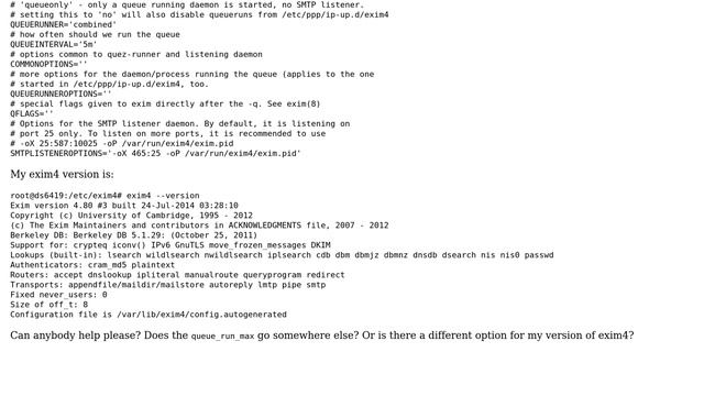 exim4: queue_run_max: not found смотреть онлайн