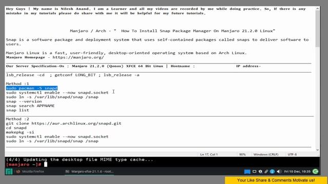 Manjaro / Arch - Snap Package Manager On Manjaro 21.2.0 Linux смотреть онлайн