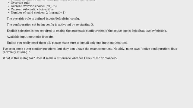 Input Method in Ubuntu 18.04 shows "Current configuration for the input method:" dialog смотреть онлайн