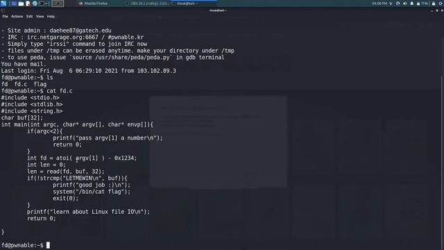 file descriptor (fd) from pwnable.kr | espisode-1 смотреть онлайн