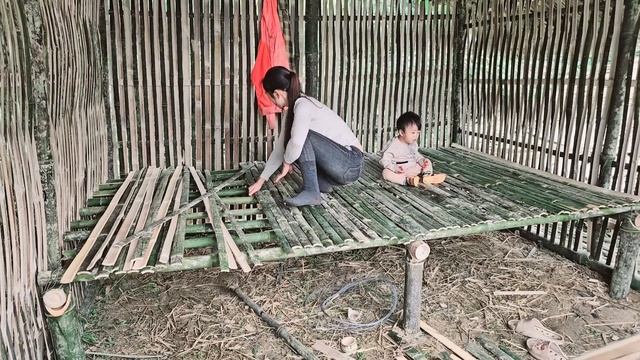 Build a bed with bamboo and windows - a single mother's bamboo house смотреть онлайн