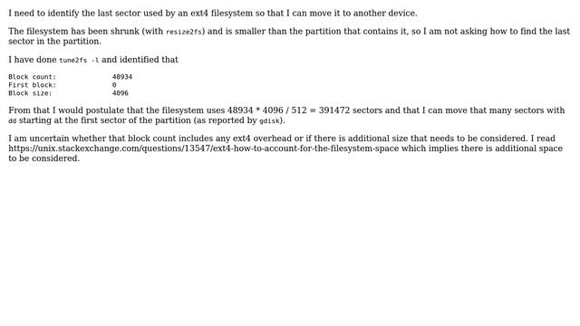 Unix & Linux: How can I find the last sector used by an ext4 filesystem? смотреть онлайн