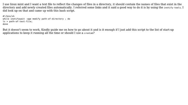List or update contents of a directory when modified (ie new file created or file deleted) to a... смотреть онлайн