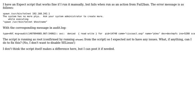 DevOps & SysAdmins: SELinux problems running Expect script from fail2ban смотреть онлайн