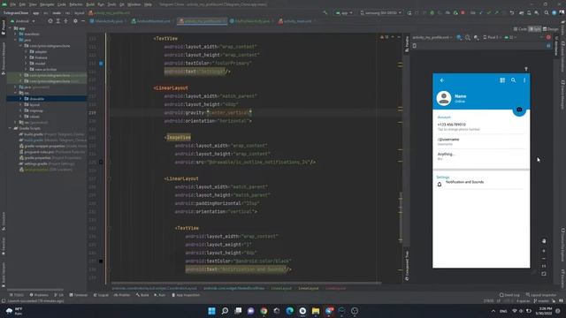 Telegram Clone PART 12 - Design Screen Profile Telegram (user info & settings) смотреть онлайн