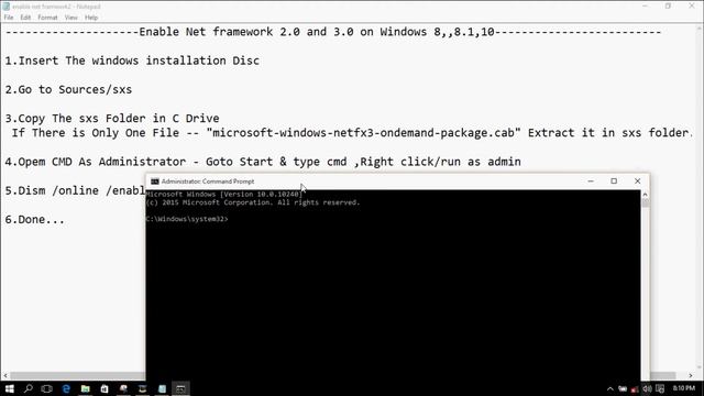 Enable Net Framework On Windows 8,10 using Windows Installation files смотреть онлайн