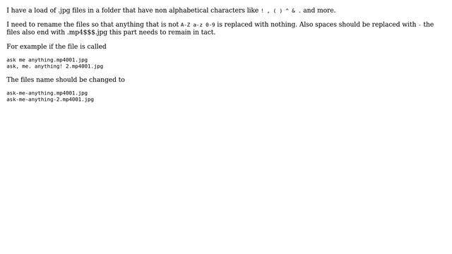 Unix & Linux: Rename non alphabetical & numeric characters in files with nothing смотреть онлайн