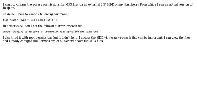 Always get Error: Operation not supported for: find /Path/ -type f -exec chmod 755 {} ; смотреть онлайн