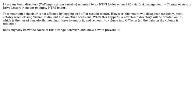 Unix & Linux: Volume mounted to NTFS folder (C:Temp) disappears randomly смотреть онлайн