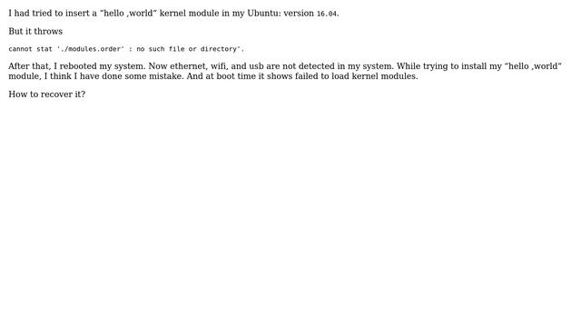 Unix & Linux: Modules did not load correctly смотреть онлайн