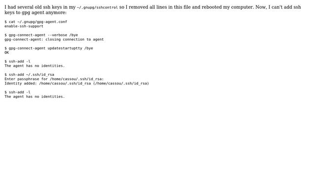 Can't add ssh keys to gnupg-agent anymore смотреть онлайн