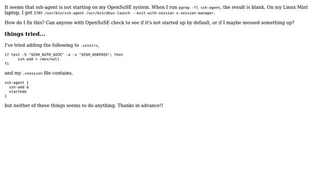 Unix & Linux: ssh-agent not starting in OpenSuSE desktop смотреть онлайн
