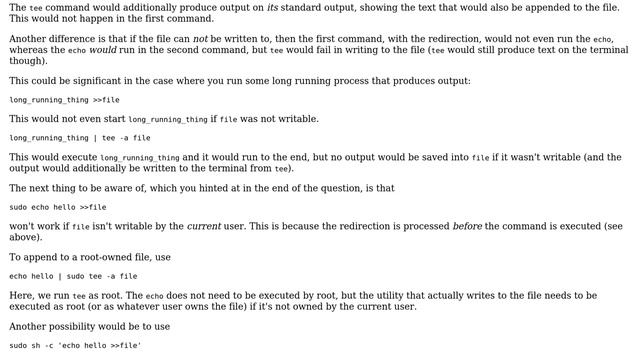 Unix & Linux: Is there any difference between tee and ＞＞ when using echo? (2 Solutions!!) смотреть онлайн