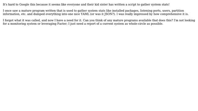 Linux program used to gather installed packages, processes, listening ports, etc.? смотреть онлайн