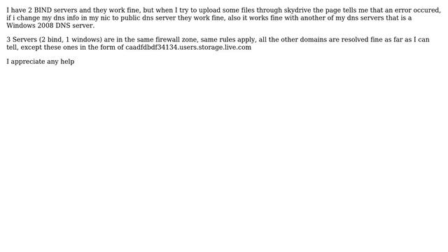 Bind DNS on Linux Box not resolving some subdomains from users.storage.live.com смотреть онлайн