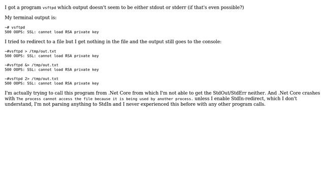 Unix & Linux: A program's output seems to be neither stdout nor stderr? смотреть онлайн