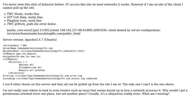DevOps & SysAdmins: Network Related Apache 2.4 403 Authz Error AH01630 смотреть онлайн