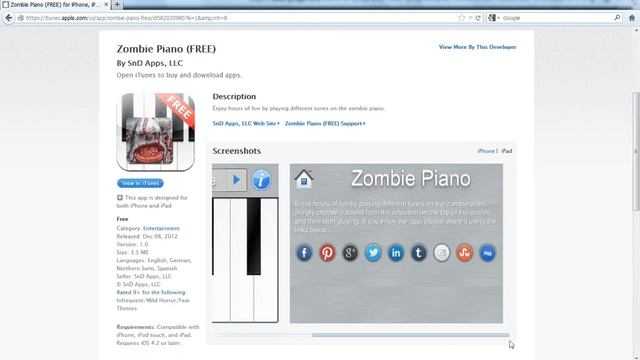 Zombie Piano - Zombies Sounds - Free App for iPhone and iPad - iOS смотреть онлайн