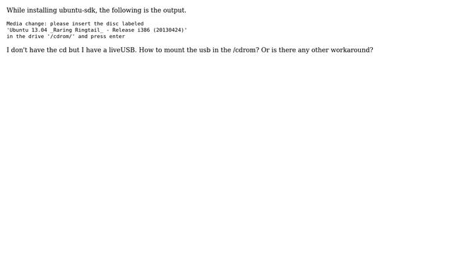 Ubuntu: Installing ubuntu-sdk requires cdrom. I have liveUSB смотреть онлайн