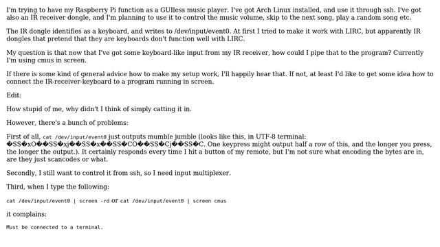 Unix & Linux: Connect a keyboard / IR controller to a command line program running in a screen смотреть онлайн