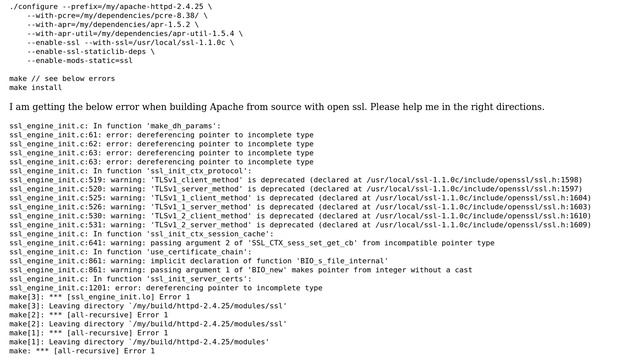 DevOps & SysAdmins: Error when building Apache 2.4.25 from source with open ssl 1.1.0c смотреть онлайн