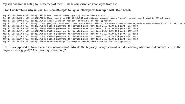 Unix & Linux: Why do my sshd logs show many tries on invalid ports? (2 Solutions!!) смотреть онлайн