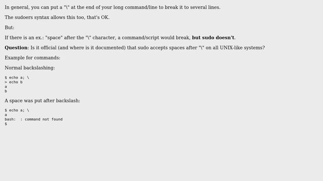 Does sudo documentedly handles characters after backslash on all UNIX-like systems? - for... смотреть онлайн
