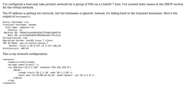 DevOps & SysAdmins: libvirt: set hostname using dhcp in virtual network смотреть онлайн