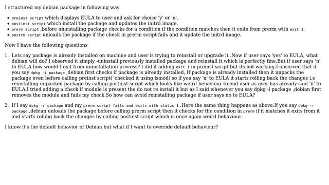 How to fail prerm script and preinst script with error message in Debian package? смотреть онлайн