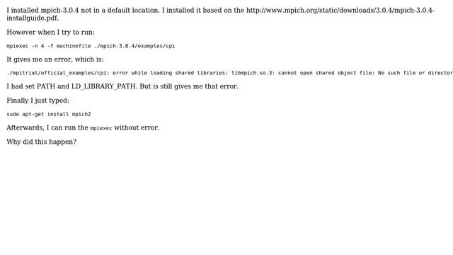 Why I got error: `error while loading shared libraries: libmpich.so.3`? смотреть онлайн