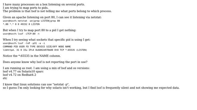 lsof not showing what port a proc is listening on смотреть онлайн