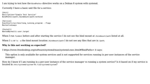Unix & Linux: Systemd BindPaths= not working смотреть онлайн
