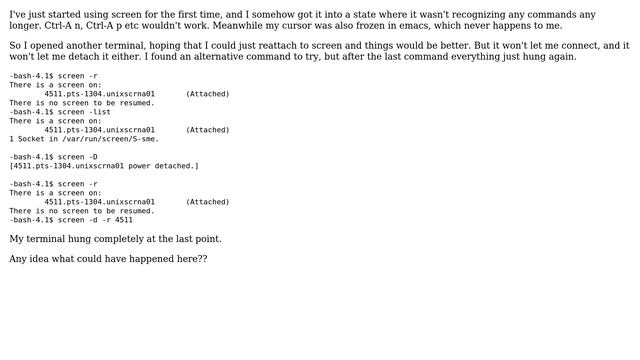 Unix & Linux: screen is dead and can't reattach? смотреть онлайн