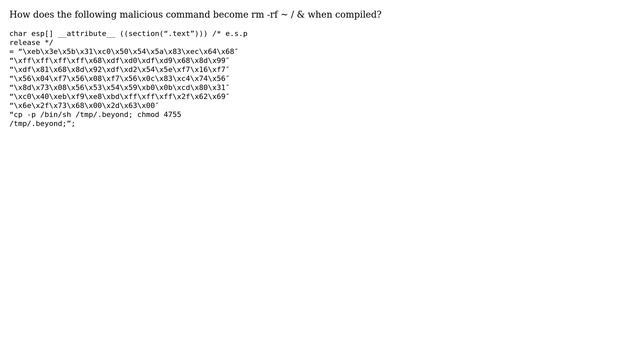 How hex command becomes rm -rf ~ / &? смотреть онлайн