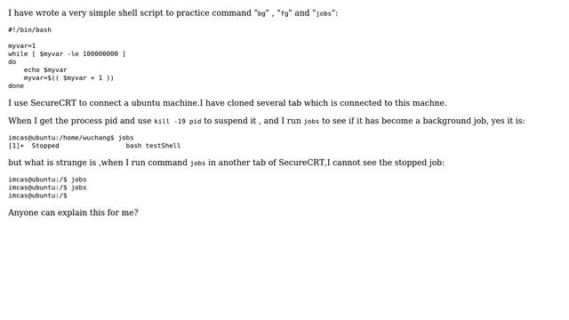 Unix & Linux: command "jobs" cannot see the stopped jobs смотреть онлайн
