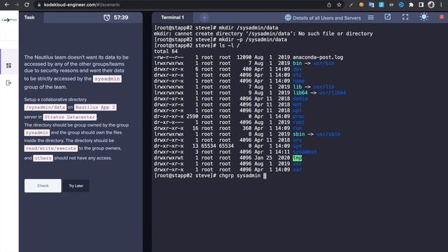 Linux Collaborative Directories Kodekloud task смотреть онлайн