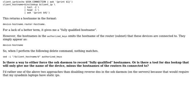 Unix & Linux: Reverse DNS lookup to match hostname in authorized_keys смотреть онлайн