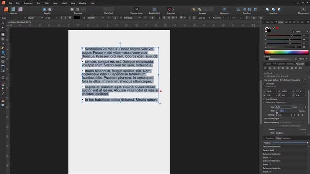 Affinity Publisher: Bullet point lists with multiple text lines смотреть онлайн