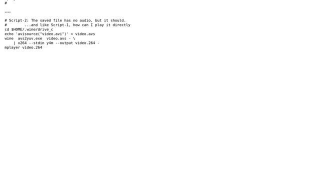 How to use 'wine' and AviSynth and Avs2YUV with 'mplayer/mencoder' (or any player/encoder)? смотреть онлайн