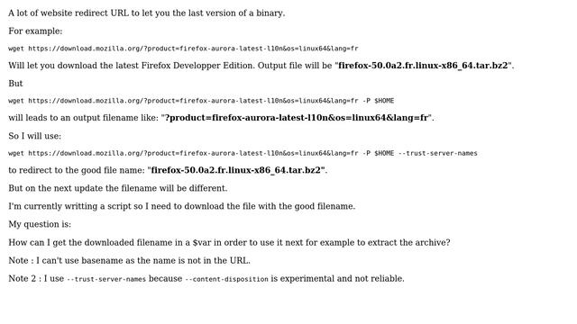 Unix & Linux: Get the filename from wget URL --trust-server-names смотреть онлайн