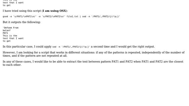 Unix & Linux: Select text between two patterns with sed, when the patterns are repeated смотреть онлайн