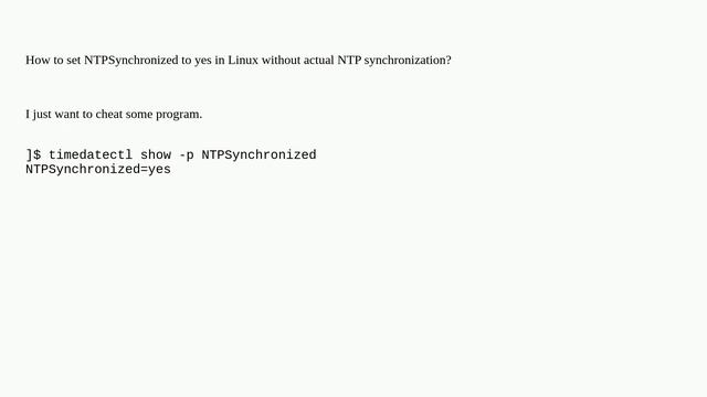 Unix: How to set NTP synchronized to yes in Linux without NTP sync? смотреть онлайн