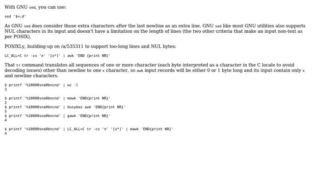 Is there a way to count the number of lines of text in a file including non-delimited ones? смотреть онлайн