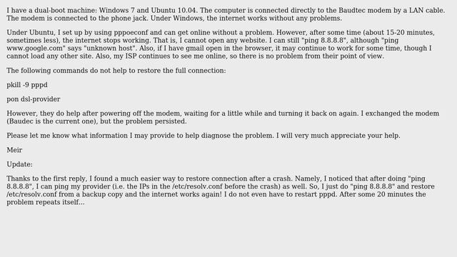 Ubuntu: DSL modem drops connection intermittently смотреть онлайн