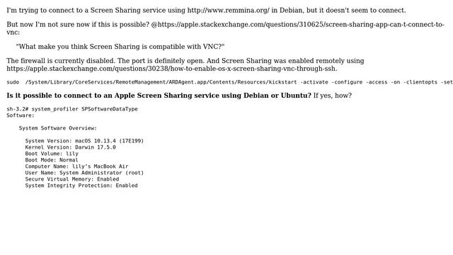 Apple: Connect to Screen Sharing (VNC) using Debian/Ubuntu? смотреть онлайн