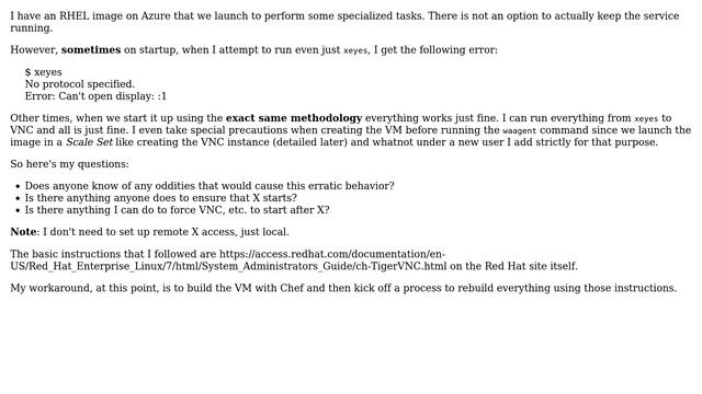 DevOps & SysAdmins: Azure and RHEL - "Can't open display :1"... sometimes смотреть онлайн