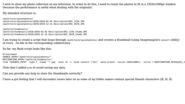 Unix & Linux: Recursive thumbnail creation to different destination смотреть онлайн
